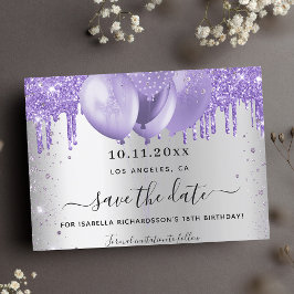 Ballons glitterdrift van de zilverviolette ballon save the date
