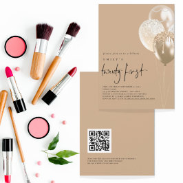 Ballons Gold Ivory QR Code 21e verjaardag Kaart