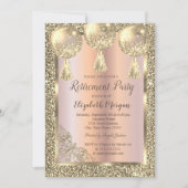 Ballons, goudLijst, Roos Gold, Glitter Retirement Kaart (Voorkant)