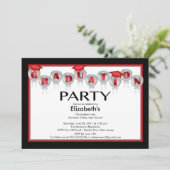 Ballons Graduation Party Invitation Red Pet Kaart (Staand voorkant)