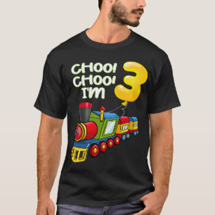 Ballons Jeugd IM 3 jaar oud jongens trein 3e geboo T-shirt