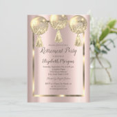 Ballons, Lijst, Roos Gold, Gold Glitter Retirement Kaart (Staand voorkant)