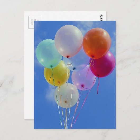 Ballons met blauwe lucht briefkaart (Voorkant / Achterkant)