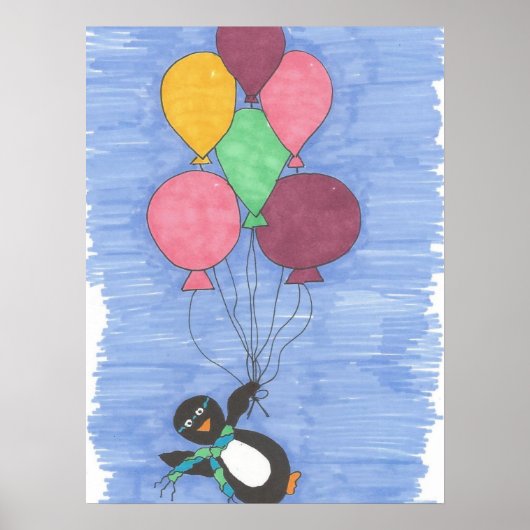 Ballons met Poster van Penguin Art afdrukken (Voorkant)