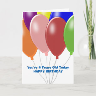 Ballons ontwerp gepersonaliseerde 4e verjaardag kaart