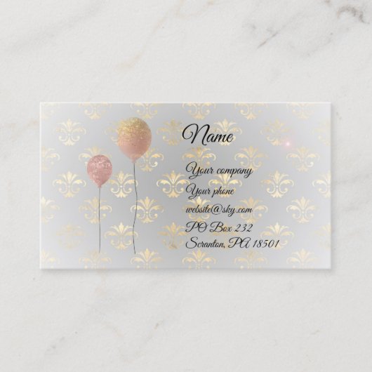 Ballons op Royal Gold Visitekaartje (Voorkant)