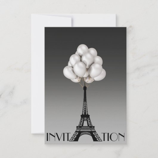 Ballons Paris Eiffel Tower Glam Chic Grey Kaart (Voorkant)