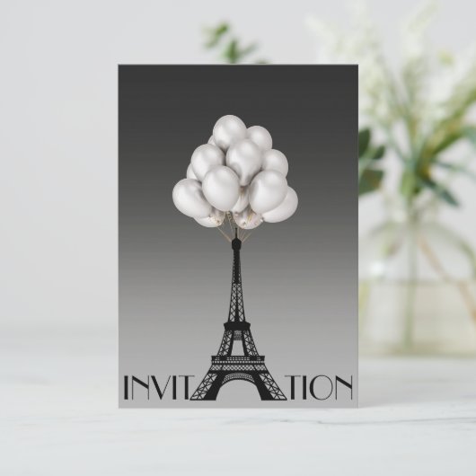 Ballons Paris Eiffel Tower Glam Chic Grey Kaart (Staand voorkant)