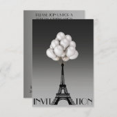 Ballons Paris Eiffel Tower Glam Chic Grey Kaart (Voorkant / Achterkant)