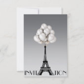 Ballons Paris Eiffel Tower Glam Chic Grey Kaart (Voorkant)
