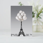 Ballons Paris Eiffel Tower Glam Chic Grey Kaart (Staand voorkant)