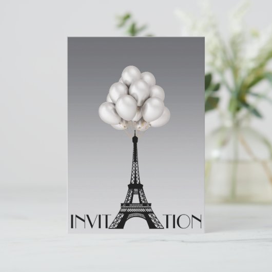 Ballons Paris Eiffel Tower Glam Chic Grey Kaart (Staand voorkant)