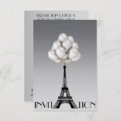 Ballons Paris Eiffel Tower Glam Chic Grey Kaart (Voorkant / Achterkant)