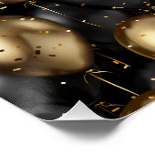 Ballons Poster Verjaardagsachtergrond Zwart en Gou (Hoek)