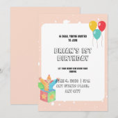 Ballons Roze Borders Baby Girl Speelgoed 1e verjaa Kaart (Voorkant / Achterkant)