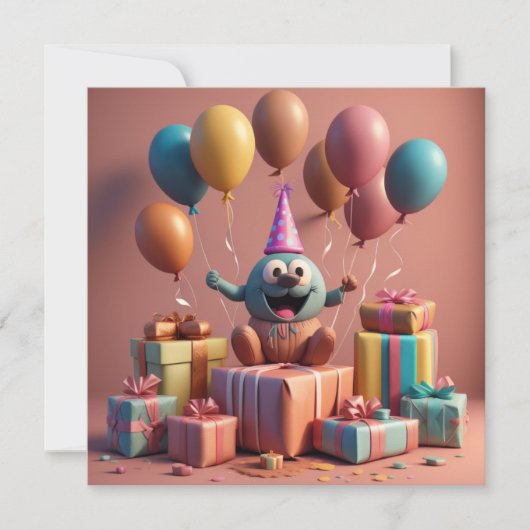 Ballons schattig artwork platte kaart (Voorkant)