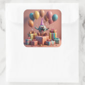 Ballons schattig kunstwerk vierkante sticker (Tas)
