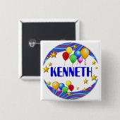 Ballons & sterren ~ Naam Button (Voorkant /achterkant)