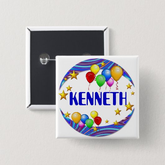 Ballons & sterren ~ Naam Button (Voorkant /achterkant)