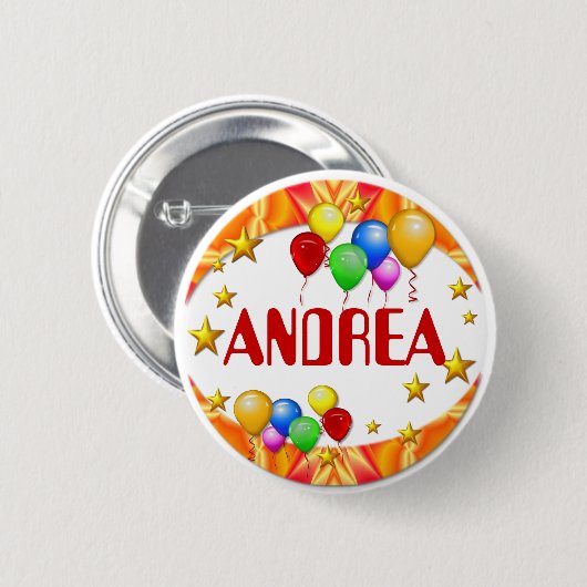 Ballons & sterren ~ Naam Button (Voorkant /achterkant)