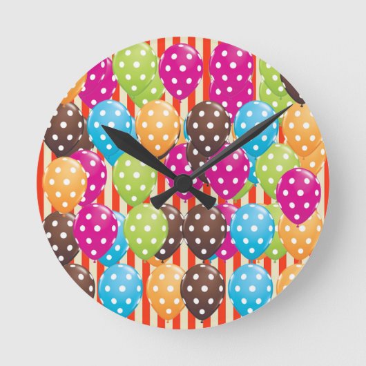 Ballons Stripes polka stipt circus Ronde Klok (Voorkant)