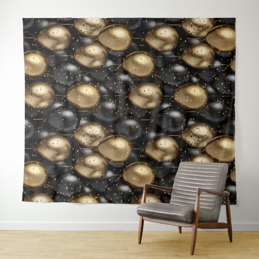 Ballons Tapestry Verjaardag Achtergrond Zwart en G Wandkleed (In Situ (horizontaal))