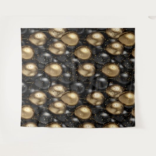 Ballons Tapestry Verjaardag Achtergrond Zwart en G Wandkleed (Voorkant (horizontaal))