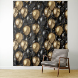 Ballons Tapestry Verjaardag Achtergrond Zwart en G Wandkleed