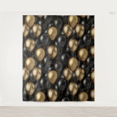 Ballons Tapestry Verjaardag Achtergrond Zwart en G Wandkleed (Voorkant)