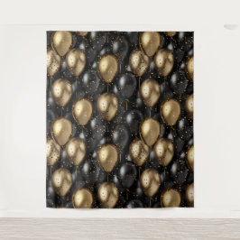 Ballons Tapestry Verjaardag Achtergrond Zwart en G Wandkleed