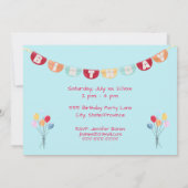 Ballons van de Birthday Party over uitnodigingen v (Achterkant)