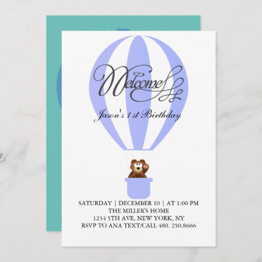 Ballons van het honingfeest voor je eerste verjaar kaart (Voorkant / Achterkant)