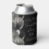 Ballons Verjaardag Zwart Zilver Glitter Party Blikjeskoeler (Blikje Voorkant)