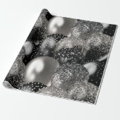 Ballons Verjaardag Zwart Zilver Glitter Party Cadeaupapier (Uitgerold)
