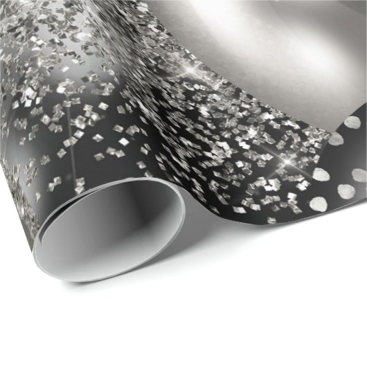 Ballons Verjaardag Zwart Zilver Glitter Party Cadeaupapier (Rol Hoek)