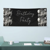 Ballons Verjaardag Zwart Zilver Glitter Party Spandoek (Beurs)