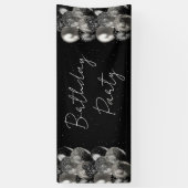Ballons Verjaardag Zwart Zilver Glitter Party Spandoek (Verticaal)