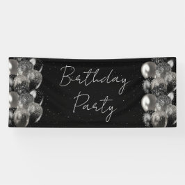 Ballons Verjaardag Zwart Zilver Glitter Party Spandoek