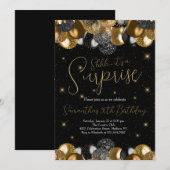 Ballons Verrassing Verjaardag Zwart Goud Glitter Kaart (Voorkant / Achterkant)