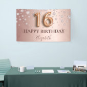 Ballonscript met gouden roze diamanten, zoete 16 r spandoek (Beurs)