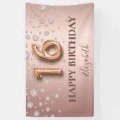 Ballonscript met gouden roze diamanten, zoete 16 r spandoek (Verticaal)