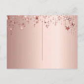 Ballonscript met gouden roze sterren in het roos Q Briefkaart (Achterkant)