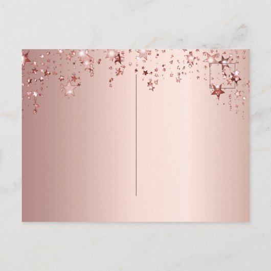 Ballonscript met gouden roze sterren in het roos Q Briefkaart (Achterkant)