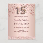 Ballonscript met gouden roze sterren in het roos Q Briefkaart (Voorkant)