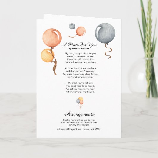 Ballonthema Kinderbegrafenisprogramma Programma (Achterkant)