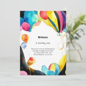 Ballonuitnodiging 1e Waterverf Kaart (Staand voorkant)