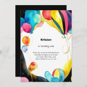 Ballonuitnodiging 1e Waterverf Kaart (Voorkant / Achterkant)