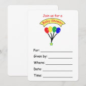 Ballonuitnodiging voor een Baby shower Kaart (Voorkant / Achterkant)