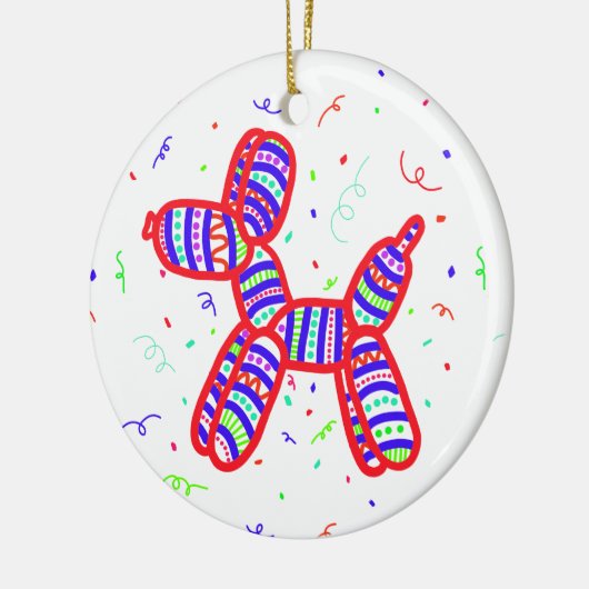 ballonvaarding met kerstversiering keramisch ornament (Links)