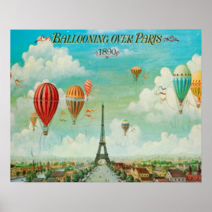 Ballonvaren boven Parijs Poster
